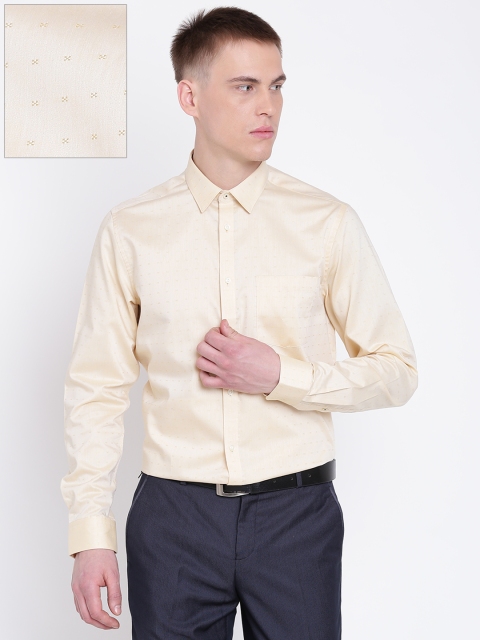 

Blackberrys Men Yellow Slim Fit Self Design Formal Shirt