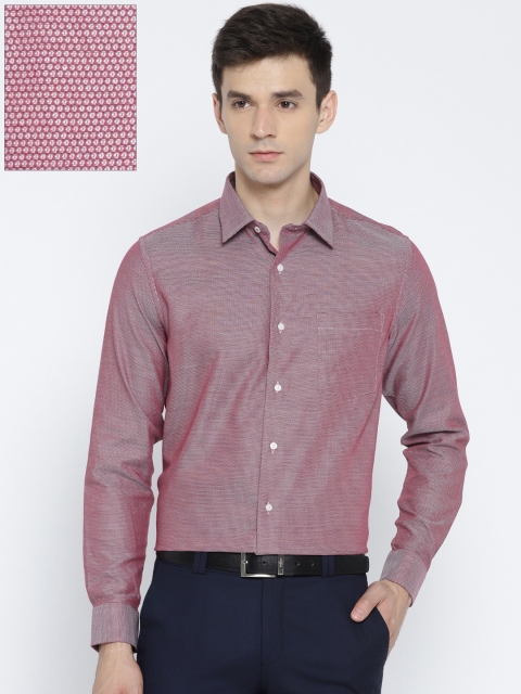 

Blackberrys Men Maroon & White Slim Fit Self Design Formal Shirt
