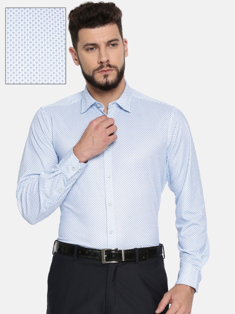 

Blackberrys Men White & Blue Slim Fit Printed Formal Shirt