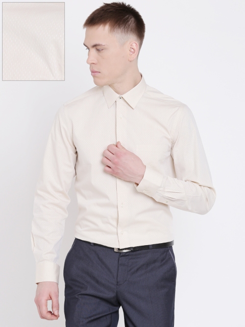 

Blackberrys Men Light Beige Slim Fit Printed Formal Shirt