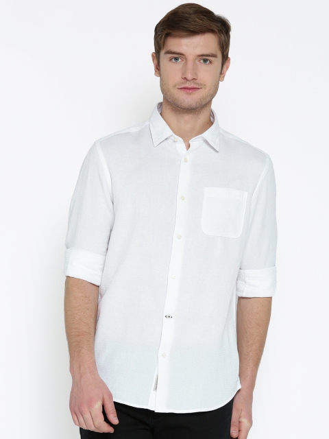 

Blackberrys Men White Slim Fit Self Design Casual Shirt