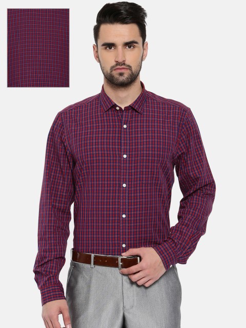 

Blackberrys Men Red & Navy Slim Fit Checked Formal Shirt