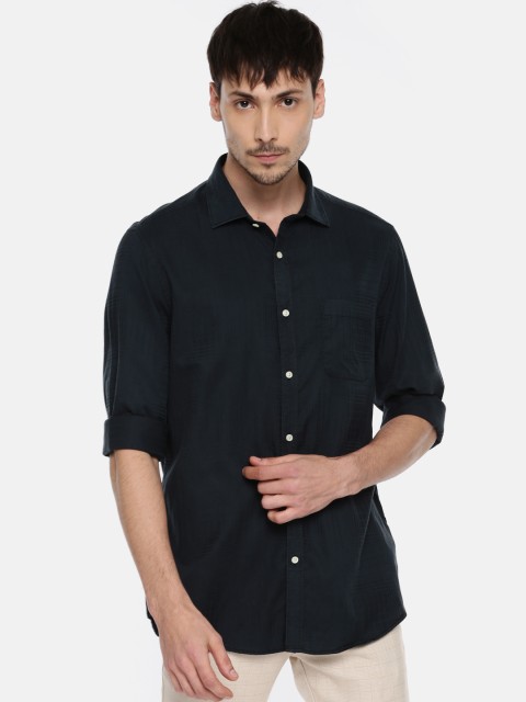 

Blackberrys Men Navy Blue Slim Fit Checked Casual Shirt