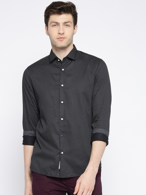 

Blackberrys Black & Grey Slim Fit Printed Casual Shirt