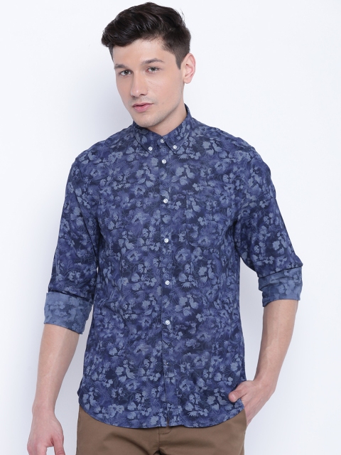 

Blackberrys Men Navy Slim Fit Printed Casual Shirt, Navy blue
