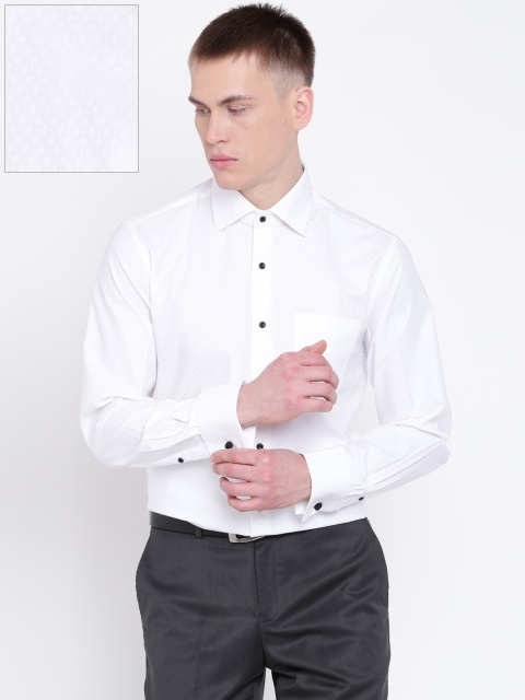 

Blackberrys Men White Slim Fit Self-Design Formal Shirt