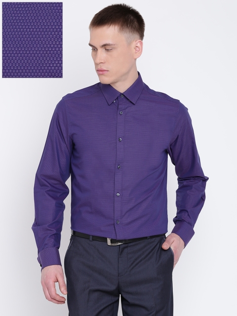 

Blackberrys Men Purple Slim Fit Self Design Formal Shirt