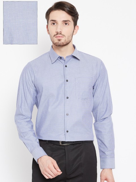 

Blackberrys Men Blue Slim Fit Self-Designed Formal Shirt
