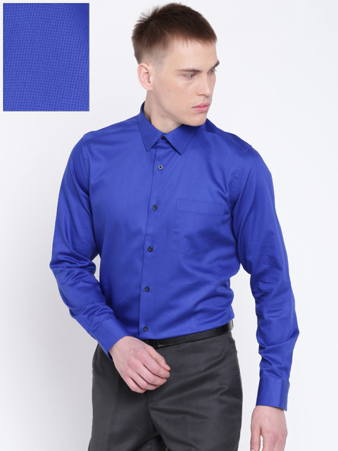 

Blackberrys Men Blue Slim Fit Self-Design Formal Shirt