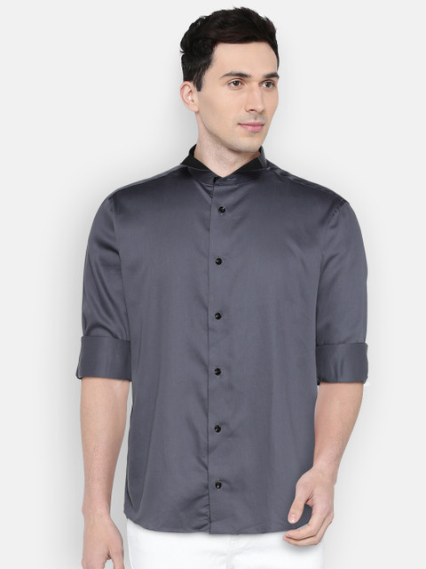 

Blackberrys Men Charcoal Grey Slim Fit Solid Party Shirt