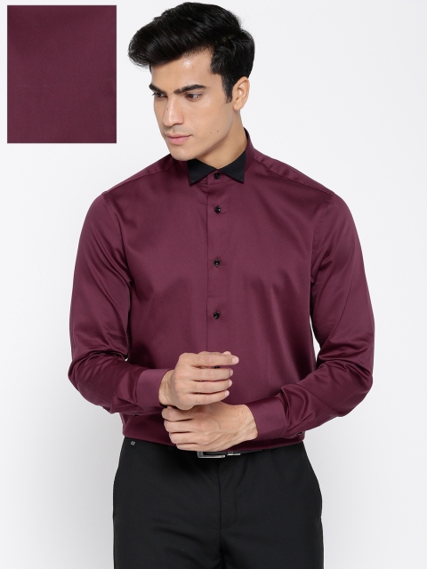 

Blackberrys Men Burgundy Slim Fit Solid Partywear Shirt