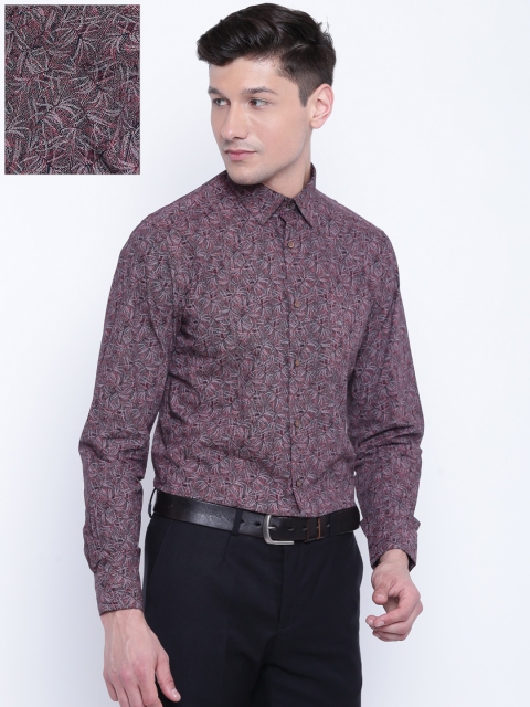 

Blackberrys Men Black & Rust Red Slim Fit Printed Formal Shirt
