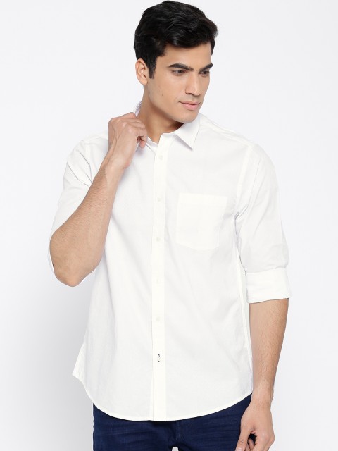 

Blackberrys Men White Slim Fit Self-Design Casual Shirt
