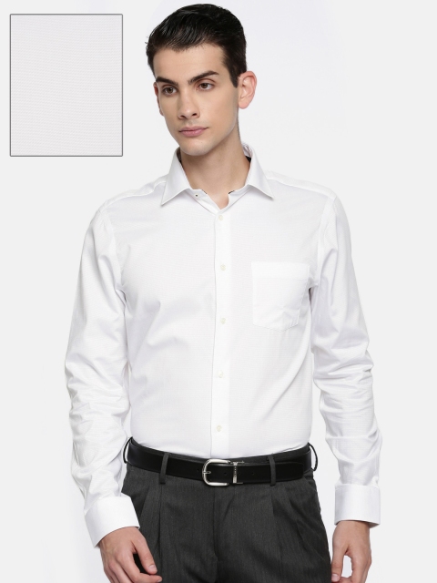 

Blackberrys Men White Self Design Regular Fit Formal Shirt