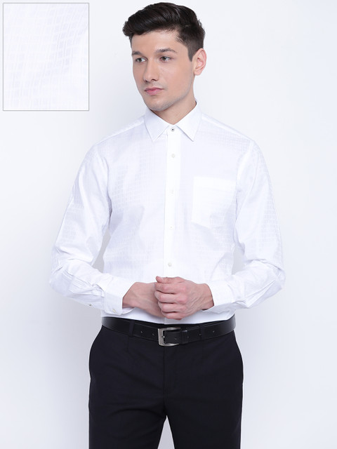 

Blackberrys Men White Smart Fit Self-Checked Formal Shirt