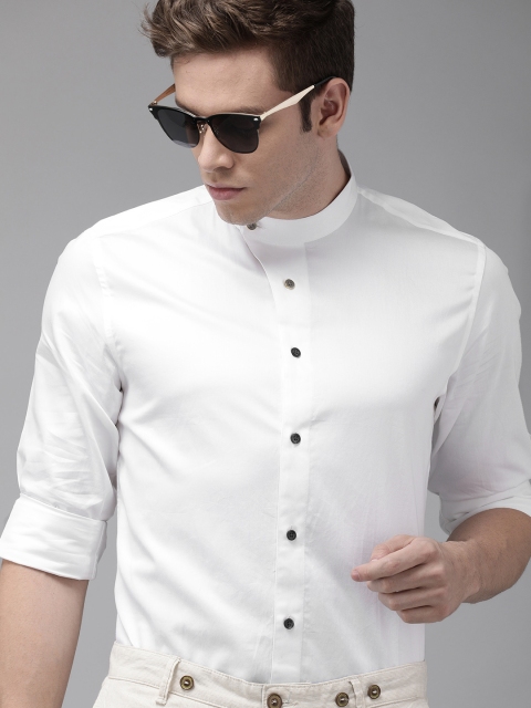 

Blackberrys Men White Slim Fit Solid Smart Casual Shirt
