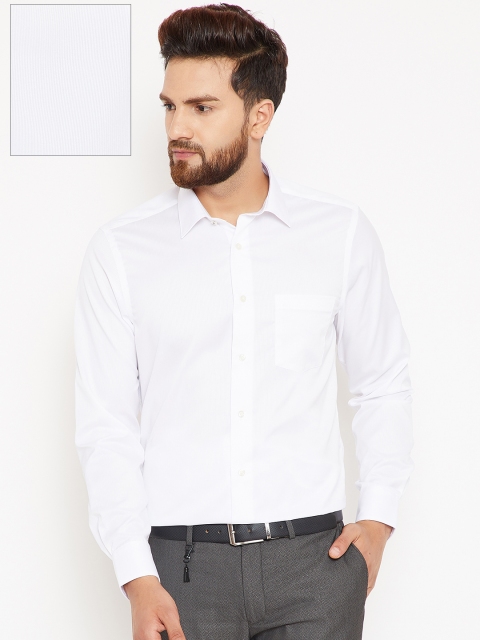 

Blackberrys Men White Slim Fit Self-Striped Formal Shirt