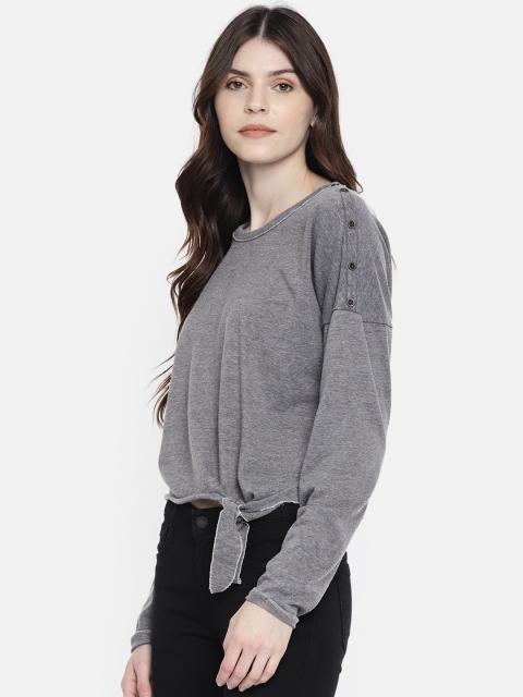 

ONLY Women Grey Solid Sweatshirt