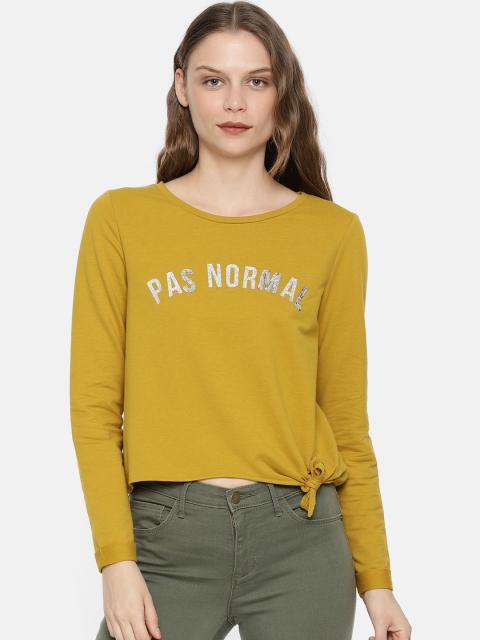 

ONLY Women Mustard Yellow Printed Top
