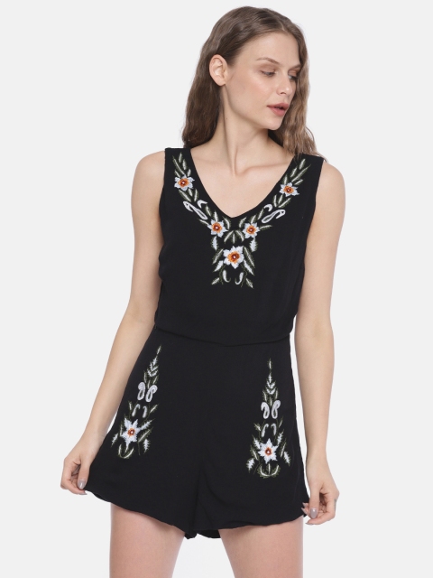

ONLY Women Black Self Design Playsuit