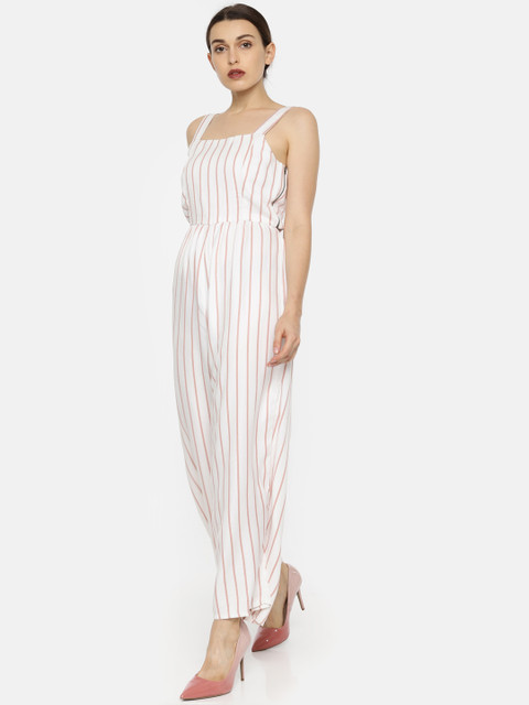 

Vero Moda White & Pink Striped Basic Jumpsuit