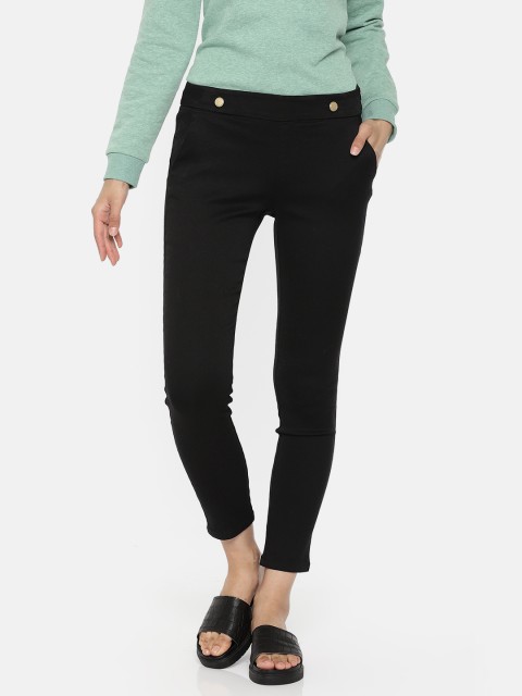 

ONLY Women Black Slim Fit Solid Cigarette Trousers