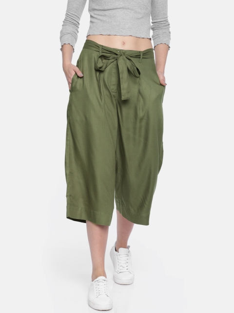 

ONLY Women Olive Green Regular Fit Solid Culottes
