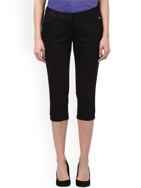 

Park Avenue Woman Black Tapered Fit Solid Regular Trousers