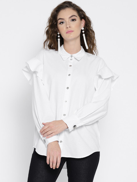 

ONLY Women White Regular Fit Solid Casual Shirt