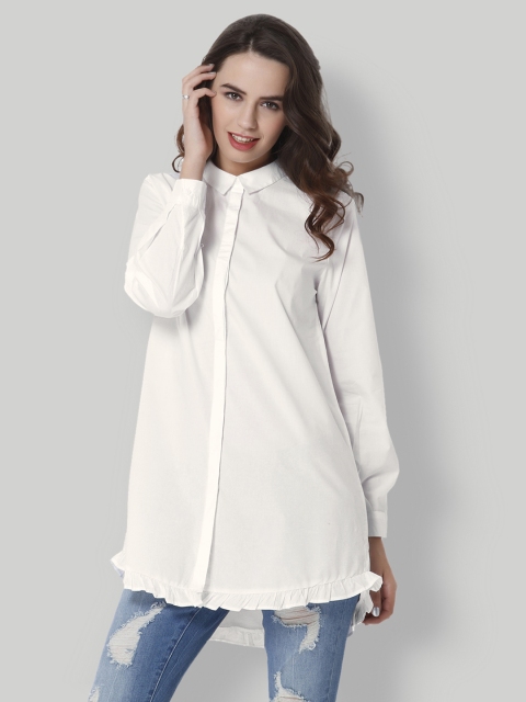 

ONLY Women White Regular Fit Solid Longline Casual Shirt