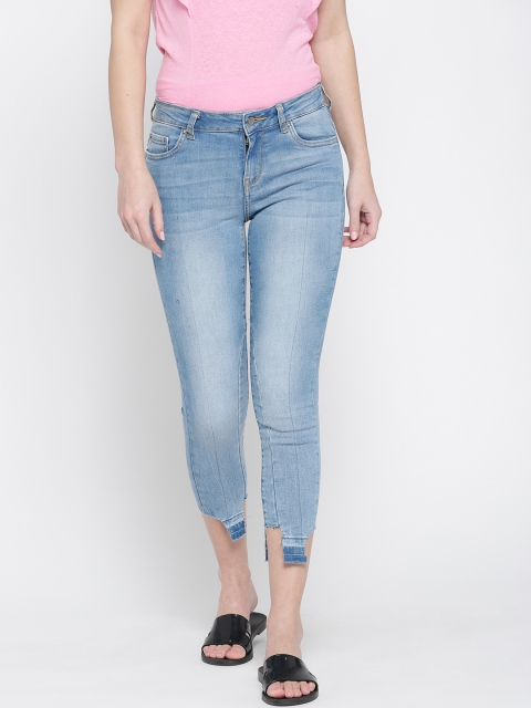 

ONLY Women Blue Regular Fit Mid-Rise Clean Look Stretchable Cropped Jeans