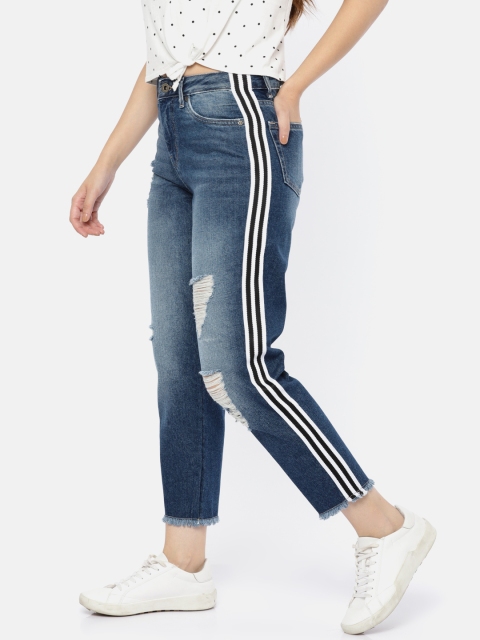 

ONLY Women Blue Regular Fit Mid-Rise Mildly Distressed Jeans