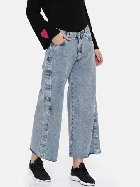 

ONLY Women Blue Bootcut High-Rise Clean Look Jeans
