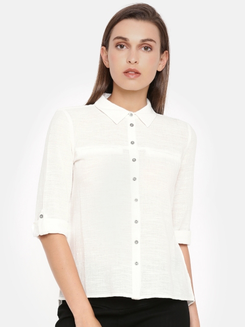 

ONLY Women Off-White Regular Fit Solid Casual Shirt