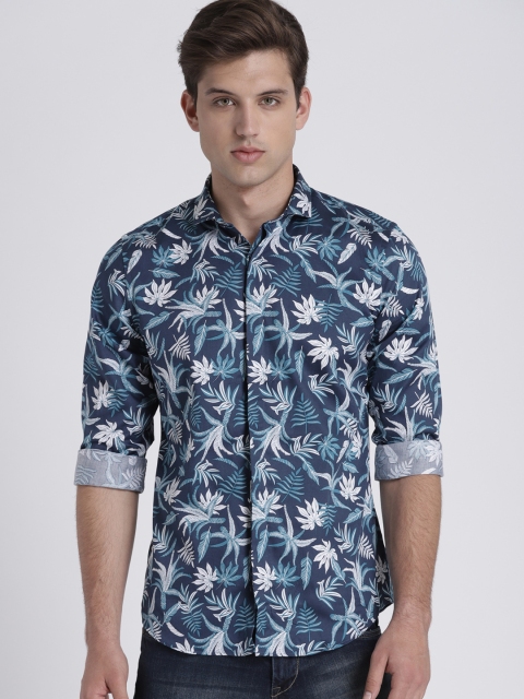 

Splash Men Navy Blue Comfort Regular Fit Printed Casual Shirt