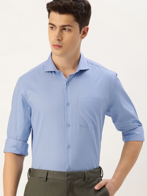 

Splash Men Blue Tailored Fit Solid Smart Casual Shirt