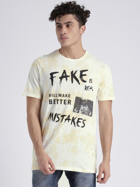 

Splash Men Yellow Printed Round Neck T-shirt