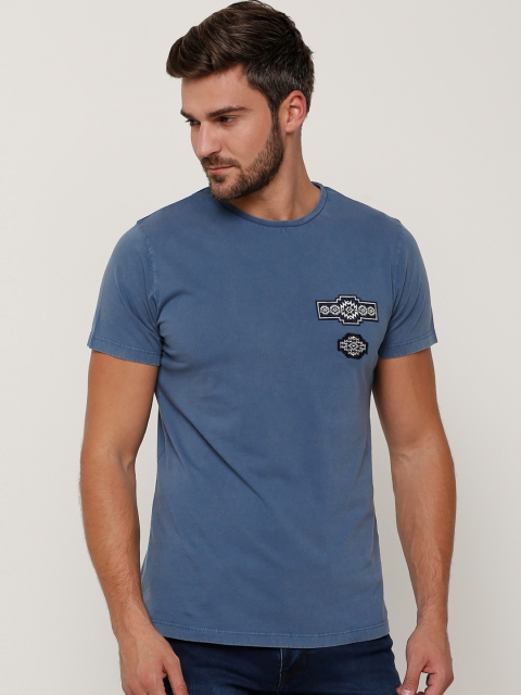 

Splash Men Blue Solid Round Neck T-shirt