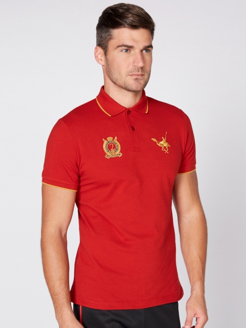 

Splash Men Red Solid Polo Collar T-shirt