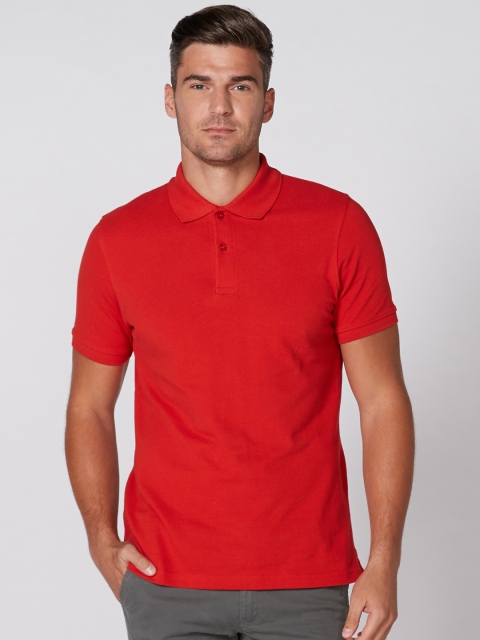 

Splash Men Red Solid Polo Collar T-shirt