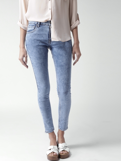 

Mast & Harbour Women Blue Skinny Fit Mid-Rise Clean Look Stretchable Cropped Jeans