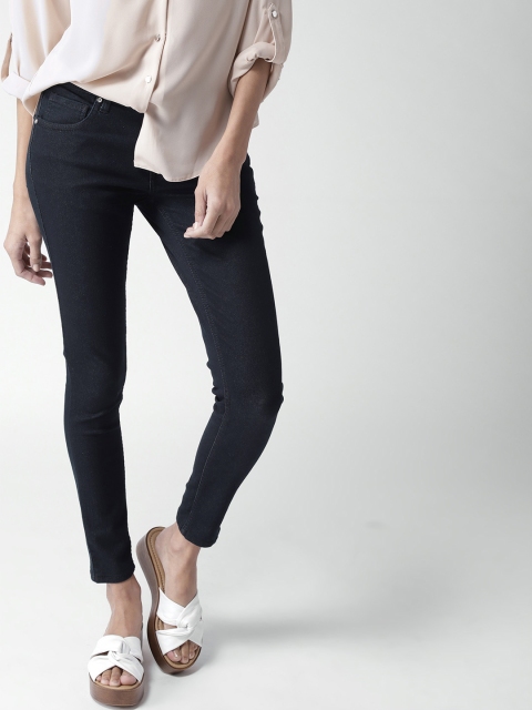 

Mast & Harbour Women Navy Blue Skinny Fit Mid-Rise Clean Look Stretchable Cropped Jeans