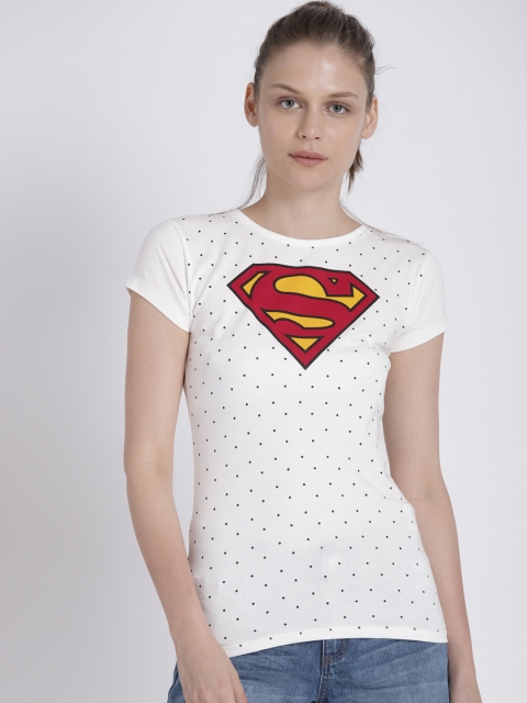 

Splash Women White Printed Round Neck T-shirt
