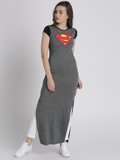 

Splash Women Charcoal Grey Printed Longline Top