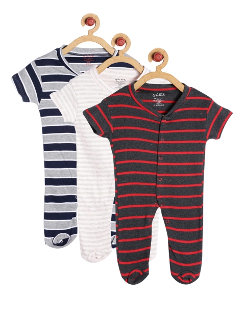 

GKIDZ Unisex Pack of 3 Sleepsuits INF-3PCK-SSLV-YD-SLSPT-CMB-13, Charcoal