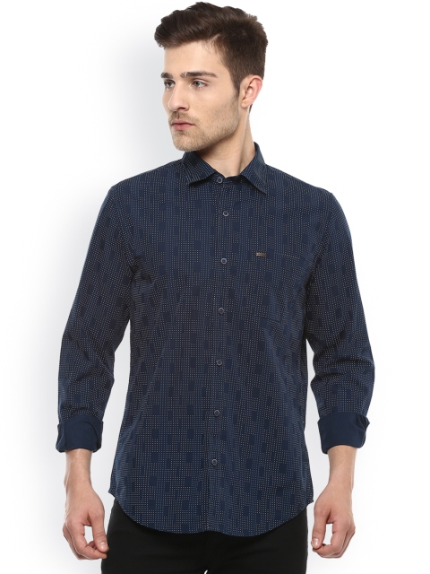 

Peter England Casuals Men Navy Blue Slim Fit Printed Casual Shirt