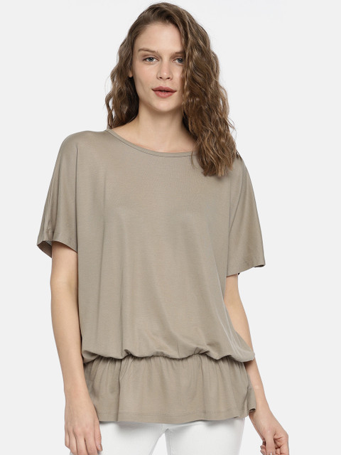 

Vero Moda Women Beige Solid Peplum Top
