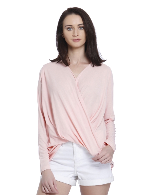 

Vero Moda Women Peach-Coloured Solid Wrap Top