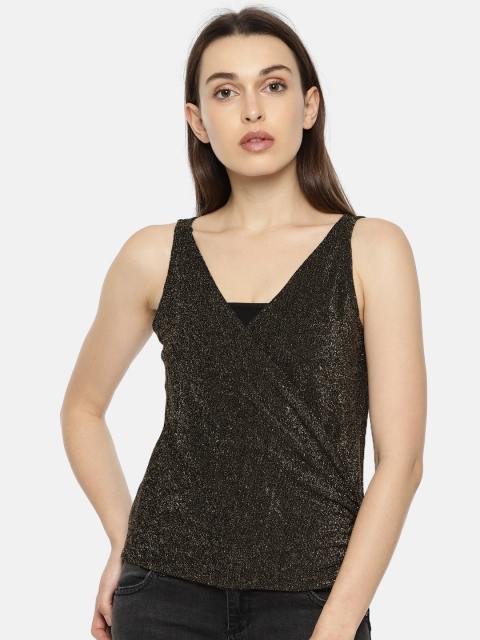 

Vero Moda Women Black Embellished Wrap Top