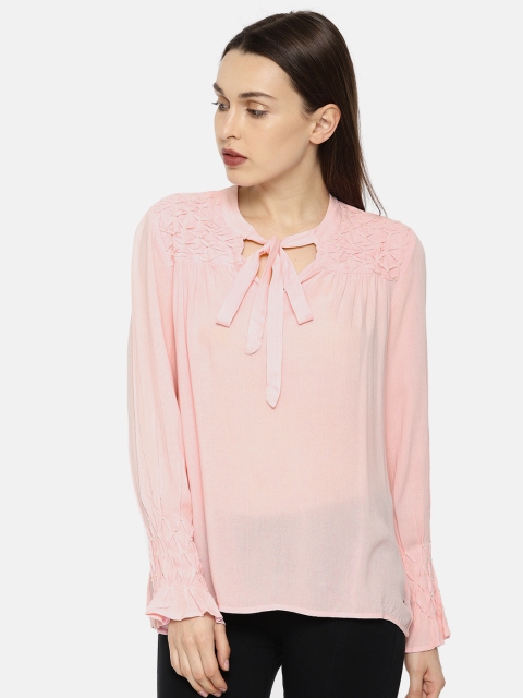 

Vero Moda Women Pink Semi-Sheer Top